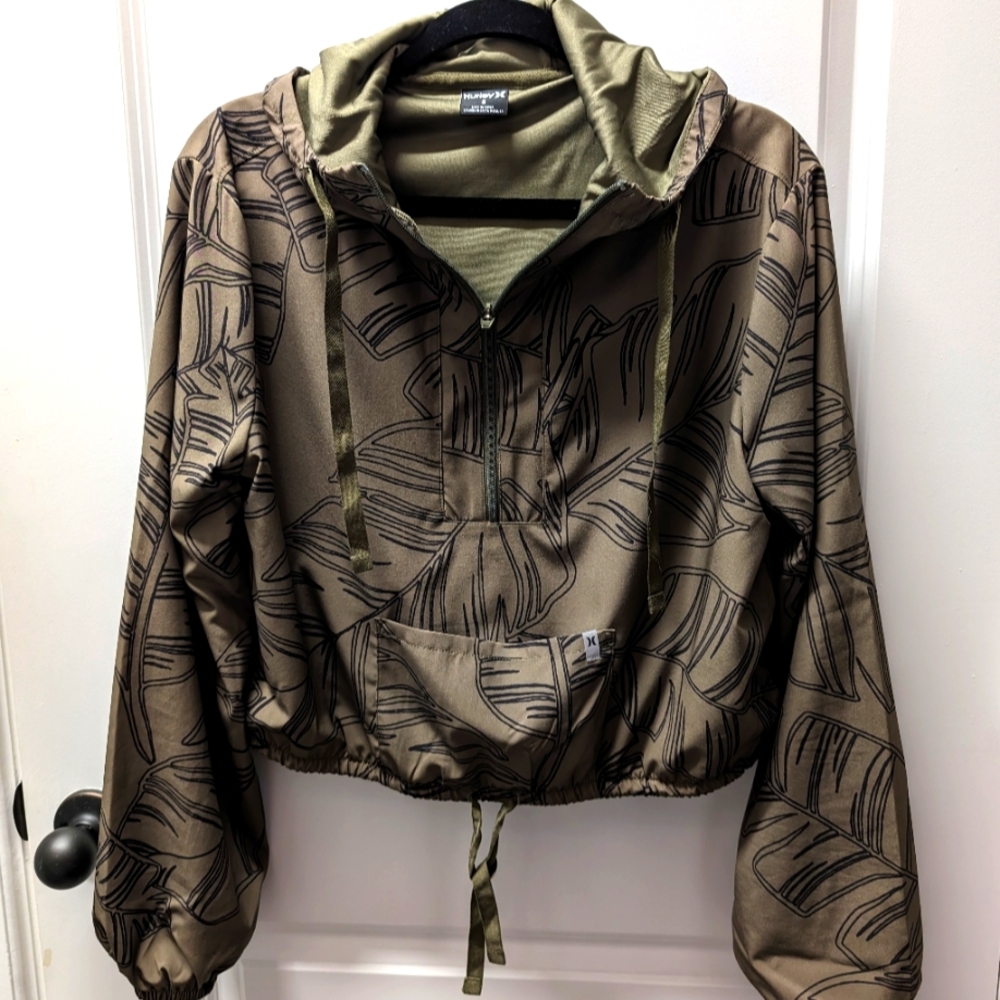 Hurley Cropped Olive Hoodie